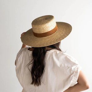 Gigi Pip Capri Medium Straw Boater Hat in Natural